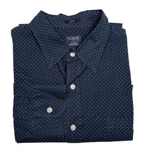 J. Crew Men's Dark Blue Polka Dot Shirt